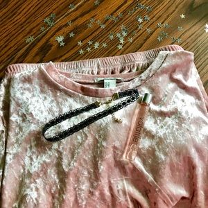 Long sleeve crushed velvet shirt